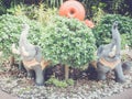 Small sculpture Thai elephant statue in garden