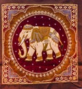 Thai elephant tapestries by hand Royalty Free Stock Photo