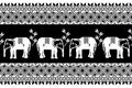 Black and white Pixel art traditional Thai elephant ethnic geometric abstract textile pattern illustration vector design Royalty Free Stock Photo