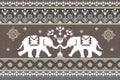 Pixel art traditional Thai elephant ethnic geometric abstract textile pattern illustration  design Royalty Free Stock Photo