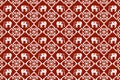 Red Pixel art traditional Thai elephant ethnic geometric abstract textile pattern illustration vector design Royalty Free Stock Photo