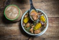 [Thai Esan food] King bolete Mushroom Curry