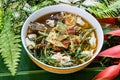 Thai Famous Food, Kaeng Som or Thai sour soup made of tamarind p