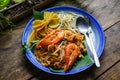 Thai famous food Padthai. Traditional style of Pad-Thai. Padthai is the Most popular Fried Noodle Thai Street Food.