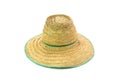 Thai farmer Old hat made of woven bamboo on white background Royalty Free Stock Photo