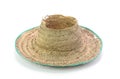 Thai farmer Old hat made of woven bamboo on white background Royalty Free Stock Photo