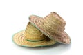 Thai farmer Old hat made of woven bamboo on white background Royalty Free Stock Photo