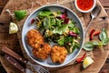 Thai Fish Cakes with Asian Salad and Sweet Chili Sauce