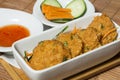 Thai fish cakes with chili sauce Royalty Free Stock Photo