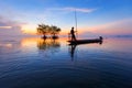 Thai fisherman in action ,Thailand Royalty Free Stock Photo