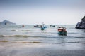 Thai fisherman boats in the blue sea in Khao Sam Roi Yot National Park Royalty Free Stock Photo