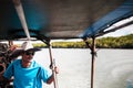 Thai fisherman drive longtail boat, Koh Lanta island, Krabi, Thailand