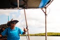 Thai fisherman drive longtail boat, Koh Lanta island, Krabi, Thailand