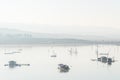 Thai fisherman on local fishing boat on morning Royalty Free Stock Photo