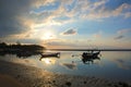 Thai fishing boats at low tide by the sea on koh samui island in Thailand Royalty Free Stock Photo