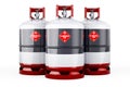 Thai flag painted on the propane cylinders with compressed gas, 3D rendering