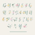 Vector illustration thai flowers alphabet typgraphy design Royalty Free Stock Photo