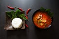 Thai food background concept. Dish of Thailand cuisine. Tom yum soup