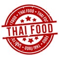 Thai food badge. red round cousine stamp