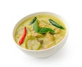 Thai food chicken green curry in the white bolw