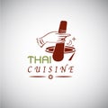 Thai food concept. Thai cuisine logo design. hand draw in Thai s Royalty Free Stock Photo