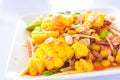 Thai food - corn salad with mixed dried shrimp or dried salted prawn same papaya salad or som tum thai