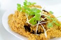 Thai food crispy catfish salad Royalty Free Stock Photo