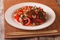 Thai Food: Fried chicken with vegetables and cashew nuts closeup Royalty Free Stock Photo