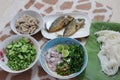 Thai food, fried mackerel, green vegetables for cooking Royalty Free Stock Photo