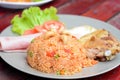 Thai food - fried rice with mixed vegetables and Cashew nuts Royalty Free Stock Photo