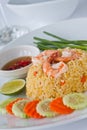 Thai food fried rice with shrimp Royalty Free Stock Photo