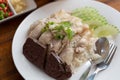 Thai food gourmet Hainanese chicken rice Rice steamed with chicken soup. Royalty Free Stock Photo