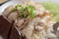 Thai food gourmet Hainanese chicken rice Rice steamed with chicken soup. Royalty Free Stock Photo