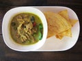 Thai , food, green curry chicken , coconut milk and fried Roti Royalty Free Stock Photo