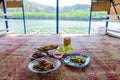 Thai food at Huai Krathing lake in North Eastern Thailand Isaan , famous for floating bamboo rafts Royalty Free Stock Photo