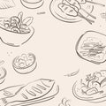 Thai food illustation in hand drawn style Royalty Free Stock Photo