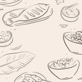 Thai food illustation in hand drawn style Royalty Free Stock Photo