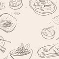 Thai food illustation in hand drawn style Royalty Free Stock Photo
