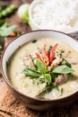 Thai food Kaeng Khiao Wan,Green curry with pork Royalty Free Stock Photo