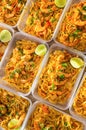 Thai food lunch boxes in plastic packages, Pad Thai Noodles