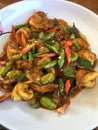 Thai food menu Stir fried shrimp curry with Sato. Royalty Free Stock Photo