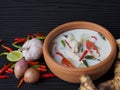 Thai Food  menu Tom Kha Gai clay cup. Royalty Free Stock Photo