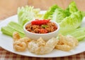 Thai food ,Nam Pik Aoung , chili sauce on white plate Royalty Free Stock Photo