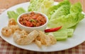 Thai food ,Nam Pik Aoung , chili sauce on white plate Royalty Free Stock Photo