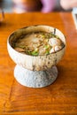 Thai food noodle in coconut shell Royalty Free Stock Photo