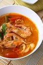 Thai food, Noodles in Sour and spicy shrimp soup Royalty Free Stock Photo