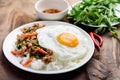 Thai food,  stir-fried holy basil with minced pork and fried egg Royalty Free Stock Photo