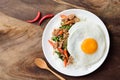 Thai food, Stir-fried holy basil with minced pork and fried egg Royalty Free Stock Photo