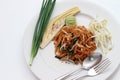 Thai food Pad thai , Stir fry noodles with in padthai style isolate white background Royalty Free Stock Photo
