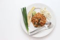 Thai food Pad thai , Stir fry noodles with in padthai style isolate white background Royalty Free Stock Photo